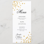Elegantes Script Romantic Wedding Confetti Gold Menükarte (Vorderseite)