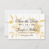 Elegantes Script Romantic Wedding Gold Floral Save The Date (Vorderseite)