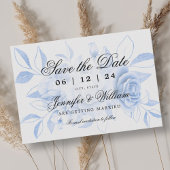 Elegantes Script Romantic Wedding Navy Floral Save The Date
