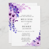 Elegantes Script Rosa Blume Einladung Hochzeit (Vorne/Hinten)