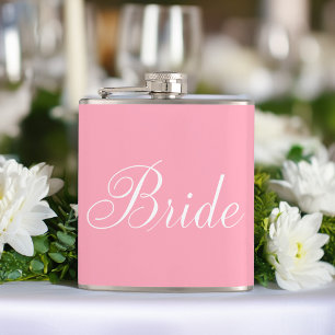 Elegantes Script Rosa Bride Flachmann