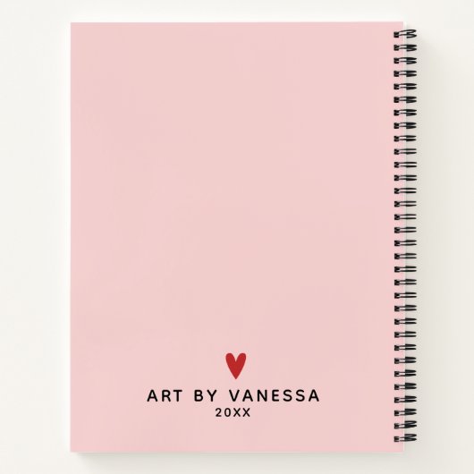 Elegantes Script Rosa Monogram Artist Sketchbook Notizblock (Rückseite)