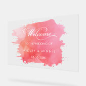 Elegantes Script Rosa Wasserfarbe Begrüßung Hochze Acrylschild (Winkel)