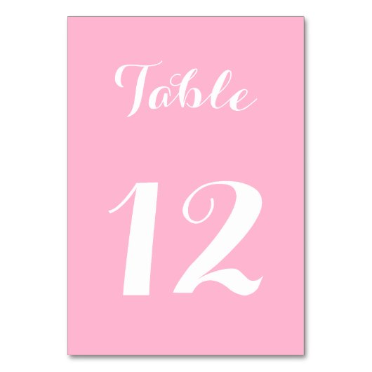 Elegantes Script Rosa White Chic Braut Brautparty Tischnummer (Rückseite)