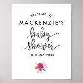 Elegantes Script-Rose Baby Shower Welcome Poster (Vorne)