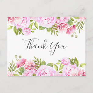 Elegantes Script Rose Banner Business Vielen Dank Postkarte