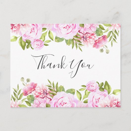 Elegantes Script Rose Banner Business Vielen Dank Postkarte (Vorderseite)
