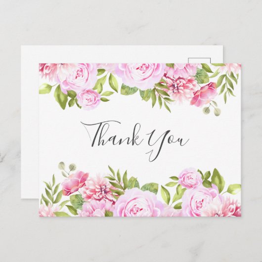 Elegantes Script Rose Banner Business Vielen Dank Postkarte (Vorne/Hinten)