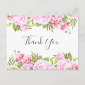 Elegantes Script Rose Banner Business Vielen Dank Postkarte (Vorderseite)