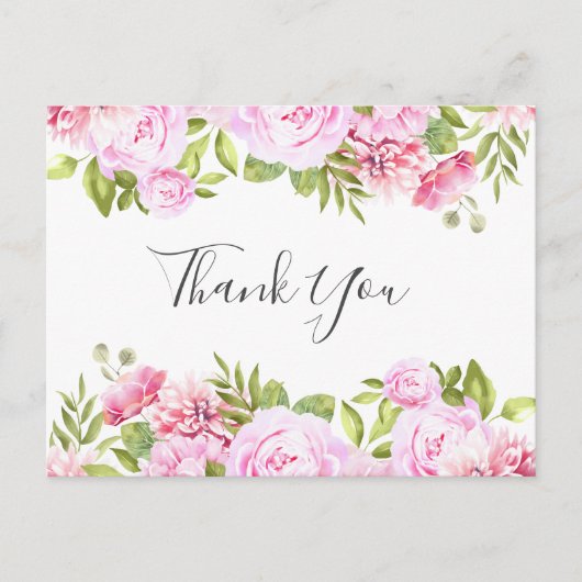 Elegantes Script Rose Banner Business Vielen Dank Postkarte (Vorderseite)