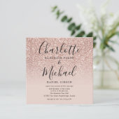 Elegantes Script Rose Gold Glitzer Wedding Foto Einladung (Stehend Vorderseite)