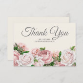 Elegantes Script Roses Cream Wedding Vielen Dank Dankeskarte (Vorne/Hinten)