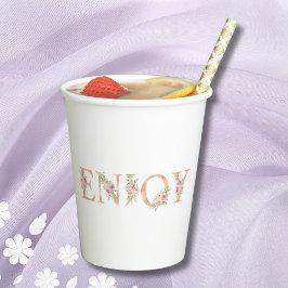 Elegantes Script Roses Floral Roses Brautparty Pappbecher