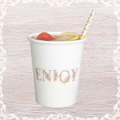 Elegantes Script Roses Floral Roses Brautparty Pappbecher