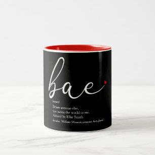 Elegantes Script Rot Liebe Herz Bae Definition Zweifarbige Tasse
