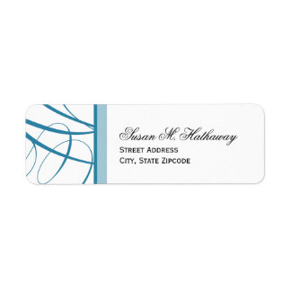 Elegantes Script-Rücksendeadresse-Label - Blau