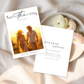 Elegantes Script Rustic Boho Sunset Foto Wedding Save The Date