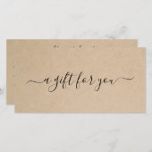 Elegantes Script Rustic Gift Certificate (Vorne/Hinten)