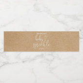 Elegantes Script Rustic Kraft Baby Sprinkle Dusche Wasserflaschenetikett (Einzelnes Label)