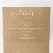 Elegantes Script Rustic Kraft Foto Hochzeit Dreifach Gefaltete Einladung (Innen Erste Seite)