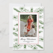 Elegantes Script Rustic Pine Boho Foto Weihnachten (Vorderseite)