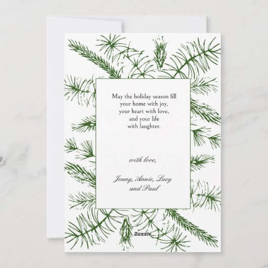 Elegantes Script Rustic Pine Boho Foto Weihnachten (Rückseite)