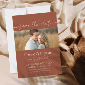 Elegantes Script Rustic Terracotta Save the Date