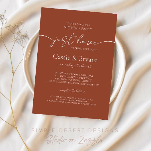 Elegantes Script Rustic Terracotta Wedding Einladung
