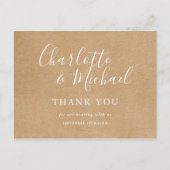 Elegantes Script Rustic Wedding Vielen Dank Postkarte (Vorderseite)