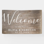 Elegantes Script Rustic Wedding Welcome Sign Banne Banner (Horizontal)