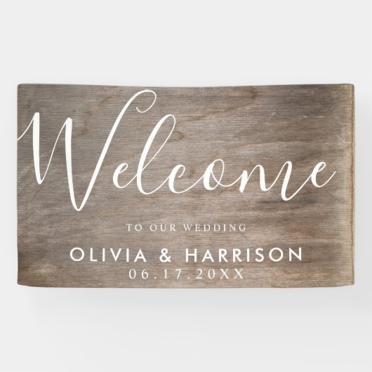 Elegantes Script Rustic Wedding Welcome Sign Banne Banner (Horizontal)