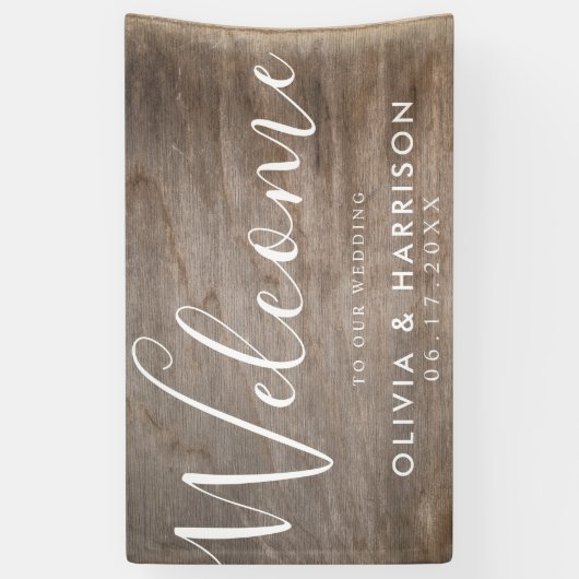 Elegantes Script Rustic Wedding Welcome Sign Banne Banner (Vertikal)