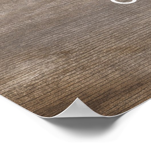 Elegantes Script Rustic Wedding Welcome Sign Poster (Ecke)