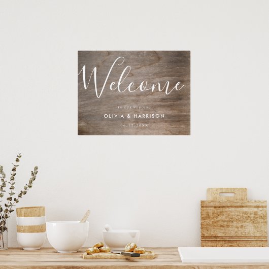 Elegantes Script Rustic Wedding Welcome Sign Poster (Küche)