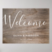 Elegantes Script Rustic Wedding Welcome Sign Poster (Vorne)