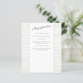 Elegantes Script Rustic Wood Guest Information (Stehend Vorderseite)