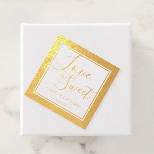 Elegantes Script Rustic Wood Liebe ist süß Gold Geschenkanhänger (Mit Box)