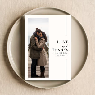 Elegantes Script Rustikales Foto Hochzeit Dankeskarte