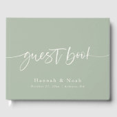 Elegantes Script Sage Cream Wedding Guest Book Gästebuch (Vorderseite)