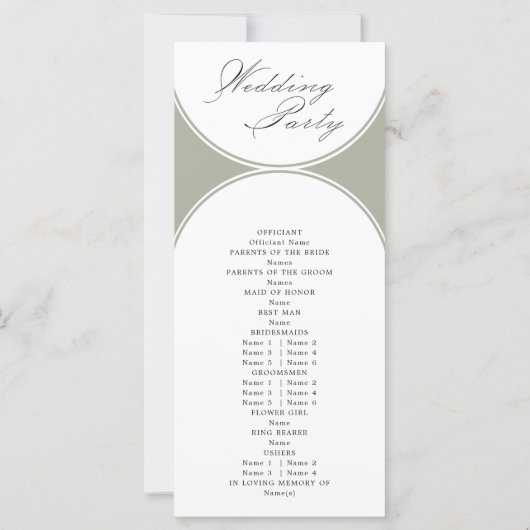 Elegantes Script Sage Green Arch Wedding Programm (Rückseite)