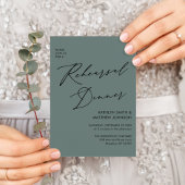 Elegantes Script Sage Green Einfache Probe Dinner Einladung