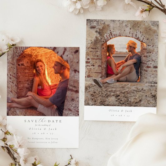 Elegantes Script Sage Green Foto Hochzeit Save The Date