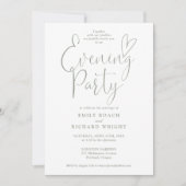 Elegantes Script Sage Green Wedding Abend Party Einladung (Vorderseite)