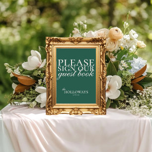 Elegantes Script Sage Green Wedding Guestbook Poster