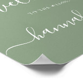 Elegantes Script Sage Green Wedding Willkommenszei Poster (Ecke)