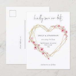 Elegantes Script Sakura Cherry Blossom Save the Da Einladungspostkarte