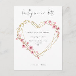 Elegantes Script Sakura Cherry Blossom Save the Da Einladungspostkarte