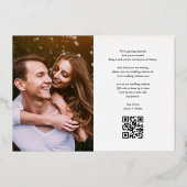 Elegantes Script Save the Date 2 Foto QR Code Folieneinladung (Rückseite)