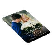 Elegantes Script Save the Date Flexibles Foto Magn Magnet (Rechte Seite)