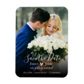 Elegantes Script Save the Date Flexibles Foto Magn Magnet (Vertikal)